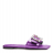 sandales plates types mules boucles empierrées pu métallisé violet sans hauteur