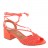 sandales à talons blocs laçage cheville pu et textile rouge orangé 04 cm