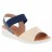 sandales confort à bride élastique cuir et textile marine et beige sans hauteur