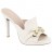 mules à talons plateforme 2 cm décor boucle pu texturisé blanc cassé 11 cm