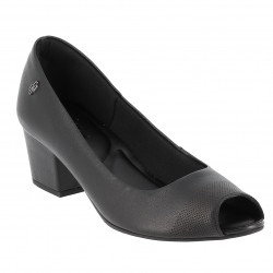 peep toe confort cuir noir...