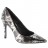 escarpins classiques pu croco brillant noir et argenté 10 cm
